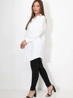 Discount La Modeuse Chemise ample et longue à rayures Blanc