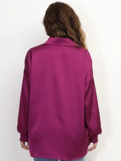 Clearance La Modeuse Chemise ample et satinée Fuchsiafoncé