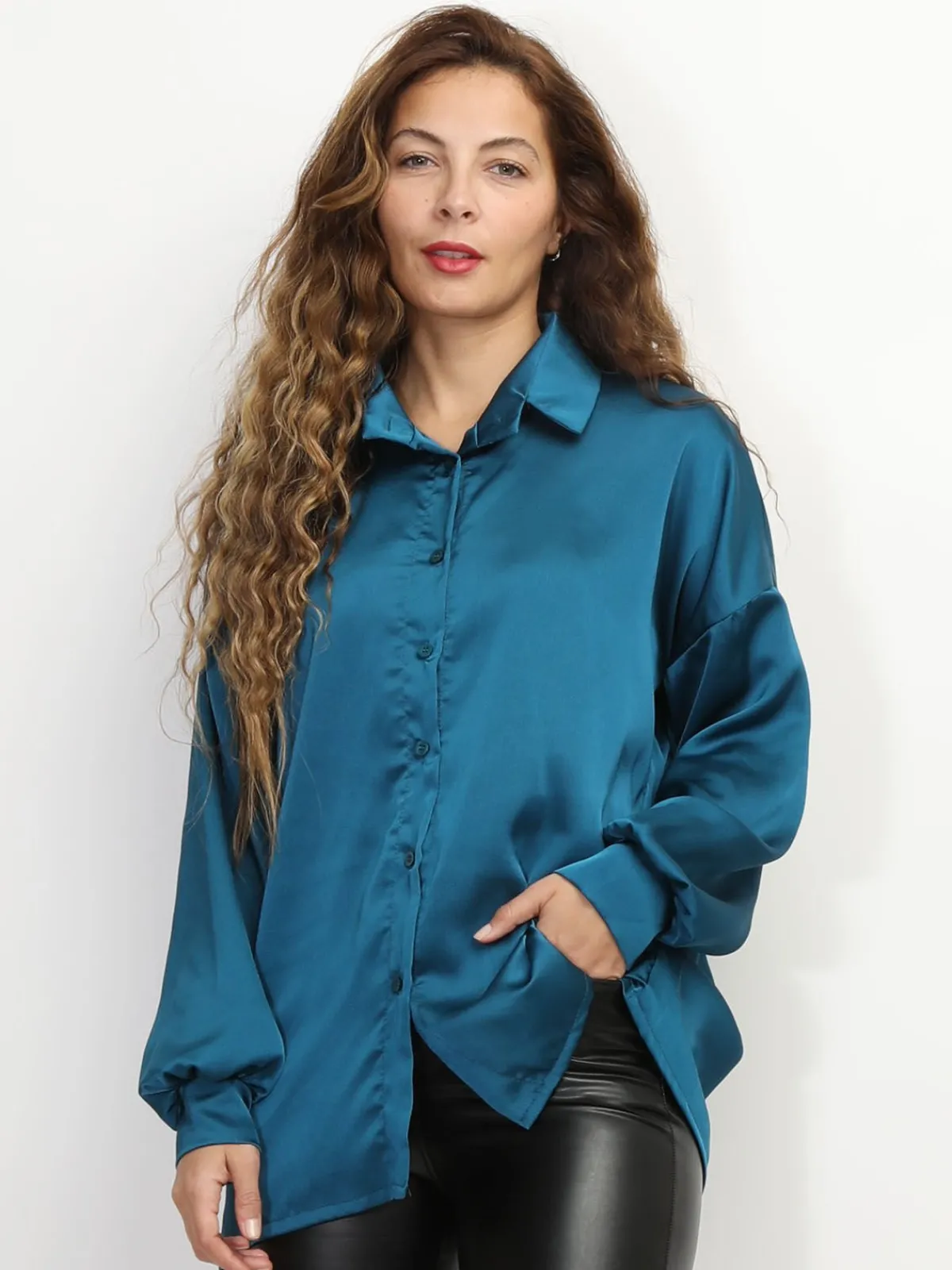 Sale La Modeuse Chemise ample et satinée Bleu