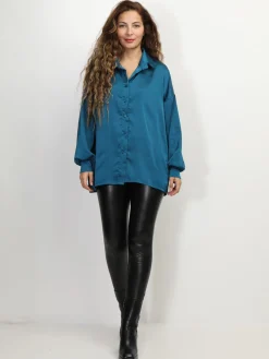 Sale La Modeuse Chemise ample et satinée Bleu