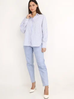 Best La Modeuse Chemise asymétrique à rayures Blanc