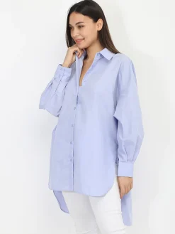 Clearance La Modeuse Chemise asymétrique ample BleuClair
