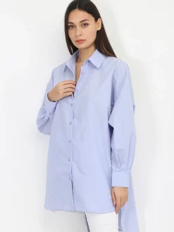 Clearance La Modeuse Chemise asymétrique ample BleuClair