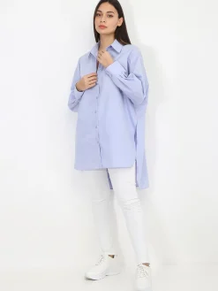 Clearance La Modeuse Chemise asymétrique ample BleuClair