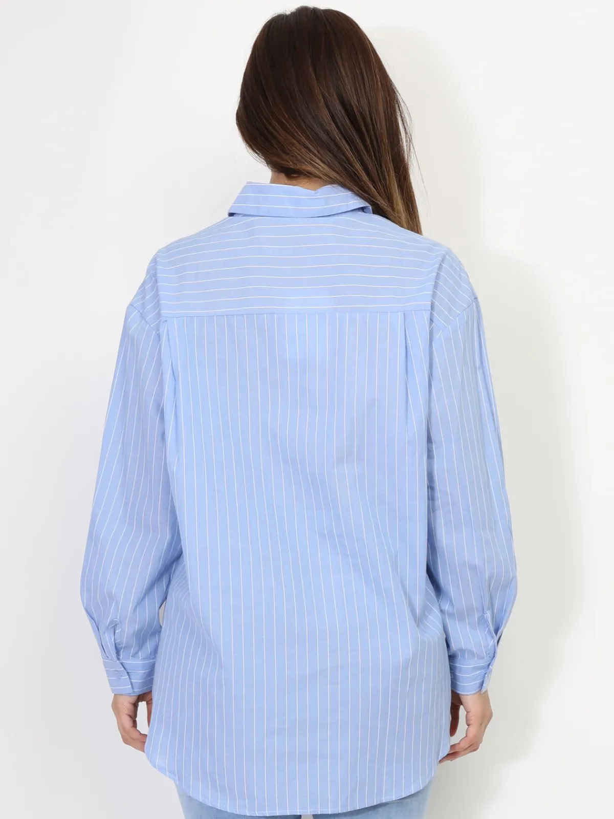 La Modeuse Chemise asymétrique et oversize à rayures BleuClair