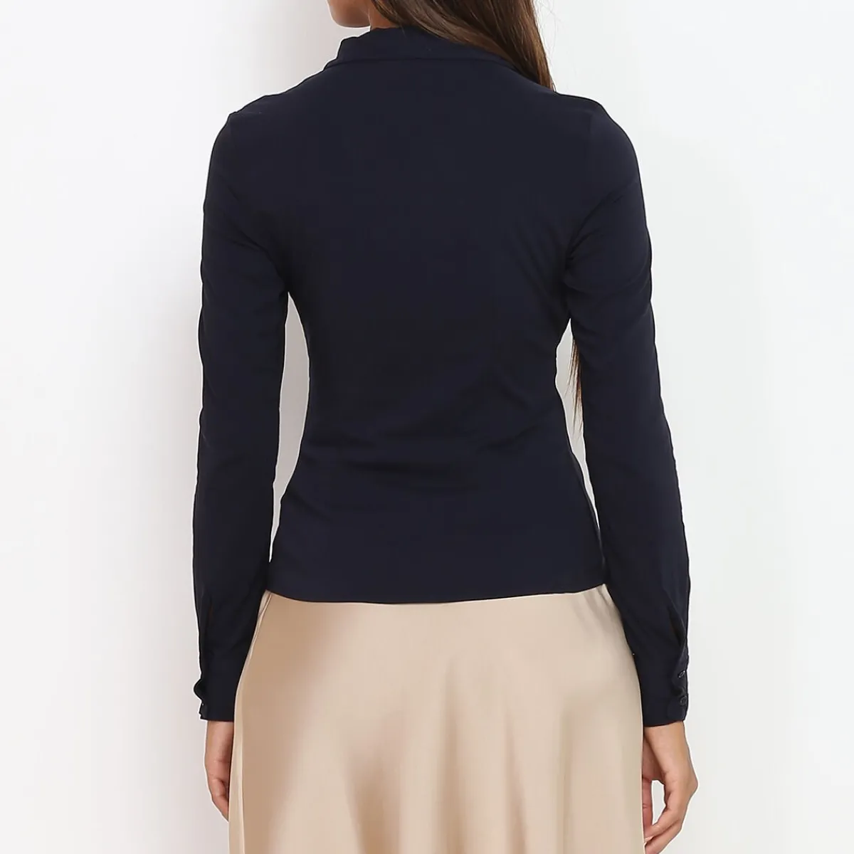 Online La Modeuse Chemise cintrée à effet froncé BleuMarine
