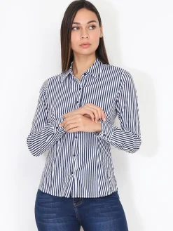 La Modeuse Chemise cintrée rayée BleuMarine