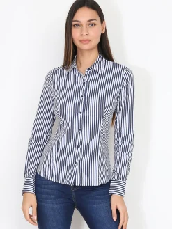 La Modeuse Chemise cintrée rayée BleuMarine