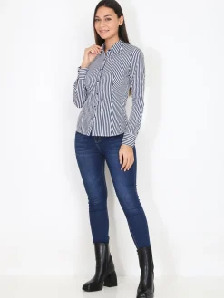La Modeuse Chemise cintrée rayée BleuMarine