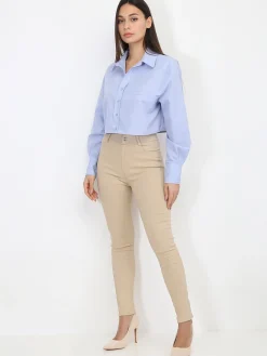 La Modeuse Chemise cropped et ample BleuClair