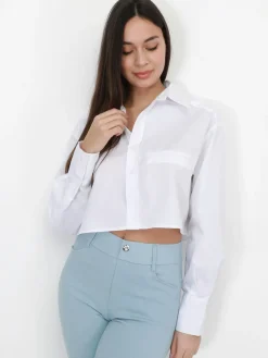New La Modeuse Chemise cropped et ample Blanc