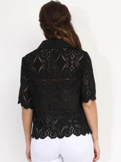 New La Modeuse Chemise en dentelle crochet Noir