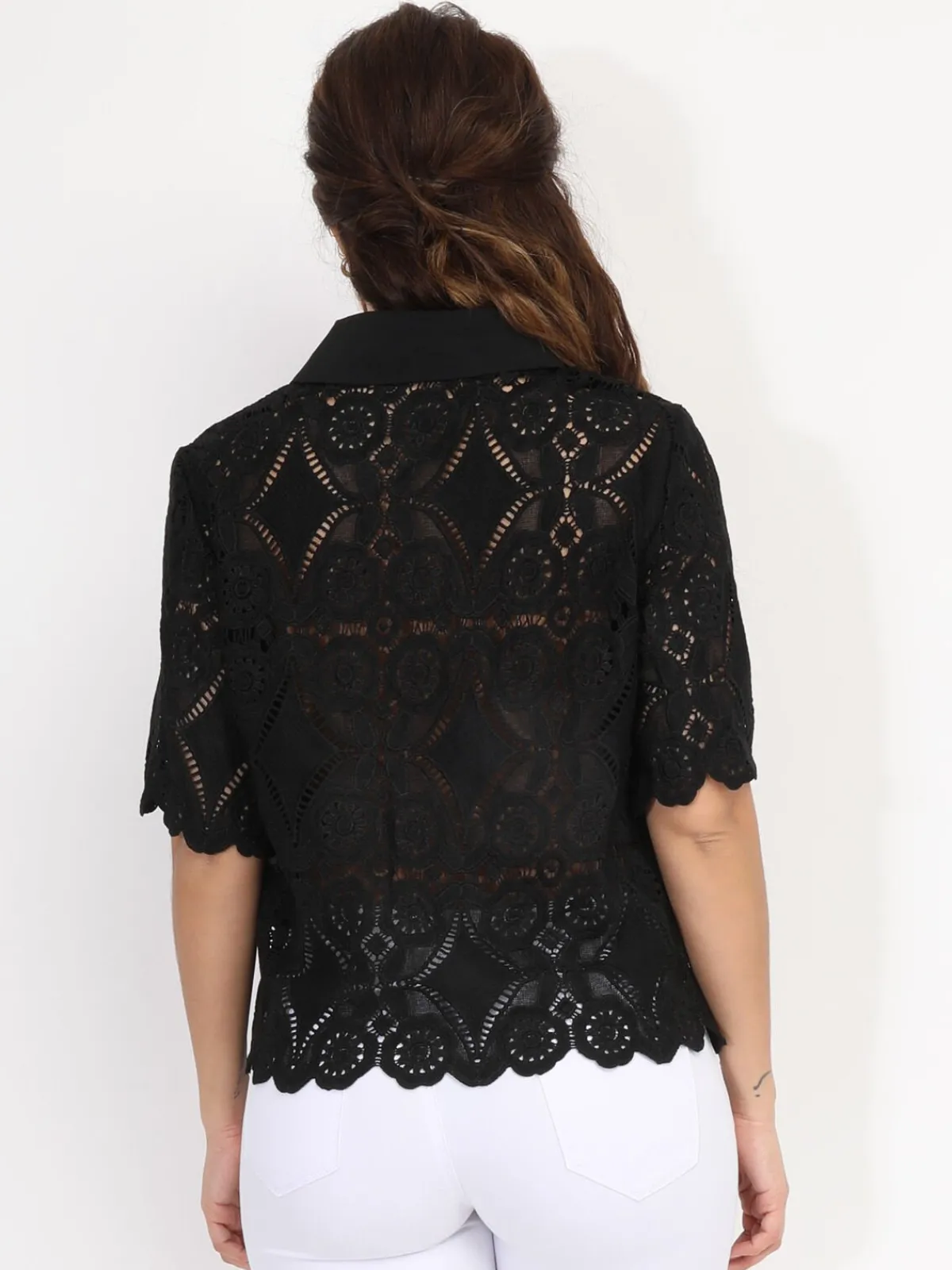 New La Modeuse Chemise en dentelle crochet Noir