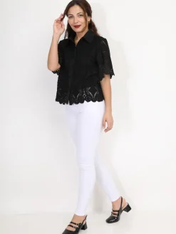 New La Modeuse Chemise en dentelle crochet Noir