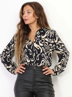 Online La Modeuse Chemise fluide à imprimé baroque BleuMarine