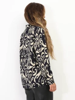 Online La Modeuse Chemise fluide à imprimé baroque BleuMarine