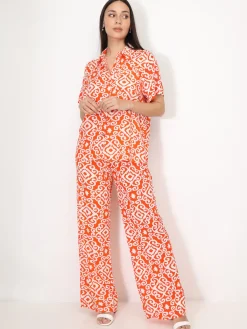Clearance La Modeuse Chemise fluide à motif abstrait Orange