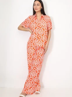 Clearance La Modeuse Chemise fluide à motif abstrait Orange