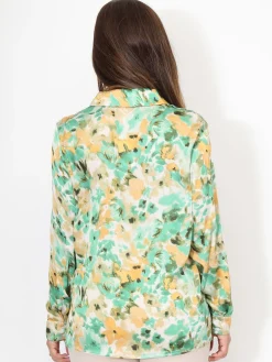 Best La Modeuse Chemise fluide à motif fleurs aquarelles Vert