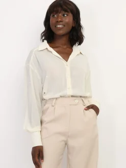 Hot La Modeuse Chemise fluide à strass Cr&egrave;me