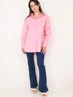 Discount La Modeuse Chemise oversize à fentes Rose
