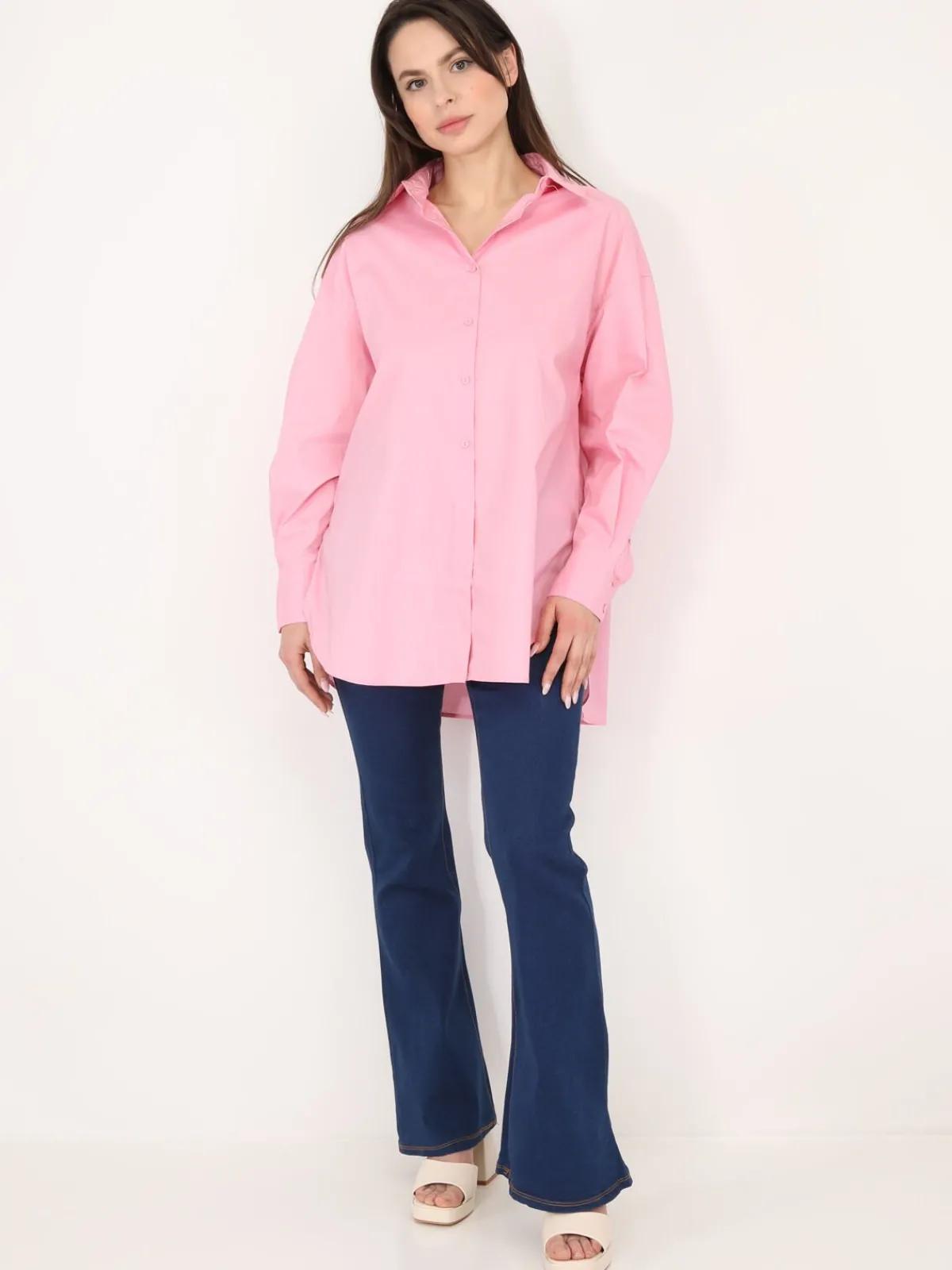 Discount La Modeuse Chemise oversize à fentes Rose