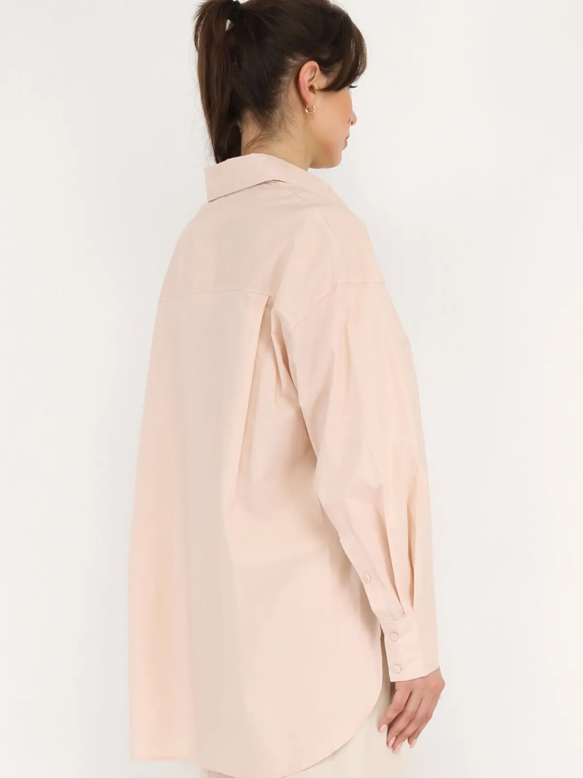 Sale La Modeuse Chemise oversize à fentes Beige
