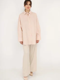 Sale La Modeuse Chemise oversize à fentes Beige