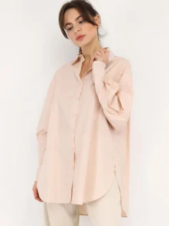 Sale La Modeuse Chemise oversize à fentes Beige