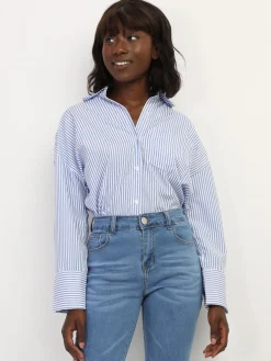 Best La Modeuse Chemise oversize à rayures BleuClair