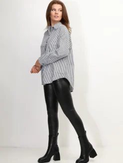 Sale La Modeuse Chemise oversize à rayures Noir