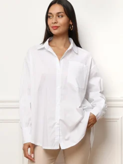 Outlet La Modeuse Chemise oversize avec grande poche Blanc