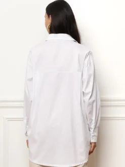 Outlet La Modeuse Chemise oversize avec grande poche Blanc