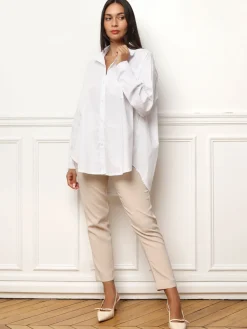 Outlet La Modeuse Chemise oversize avec grande poche Blanc
