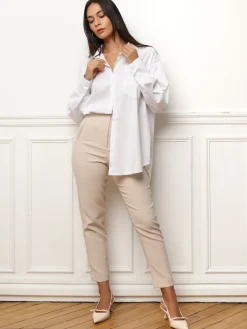 Outlet La Modeuse Chemise oversize avec grande poche Blanc