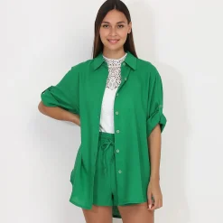 Best La Modeuse Chemise oversize en lin Vert