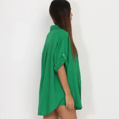 Best La Modeuse Chemise oversize en lin Vert