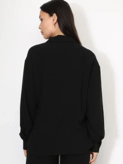 Discount La Modeuse Chemise oversize en lin Noir