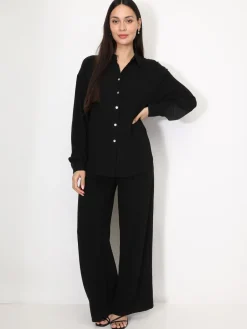 Discount La Modeuse Chemise oversize en lin Noir