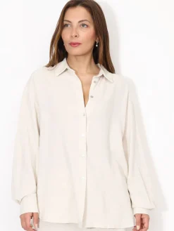 Sale La Modeuse Chemise oversize en lin Beige