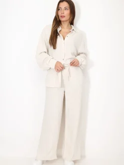 Sale La Modeuse Chemise oversize en lin Beige