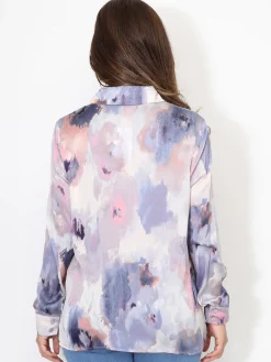 Discount La Modeuse Chemise satinée à motif aquarelle abstrait Violet