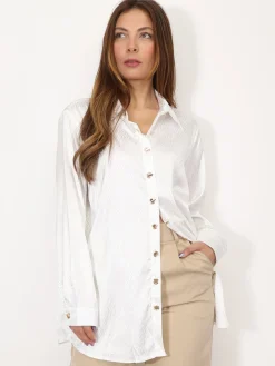 Online La Modeuse Chemise satinée à motif zébré Blanc