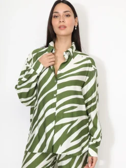 Online La Modeuse Chemise texturée à motifs Vert