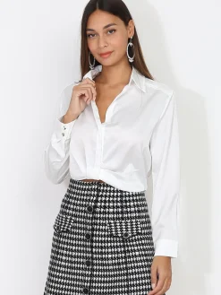 Discount La Modeuse Chemisier court à effet froncé Blanc
