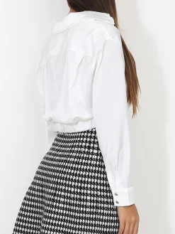 Discount La Modeuse Chemisier court à effet froncé Blanc