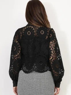 La Modeuse Chemisier en dentelle crochet Noir