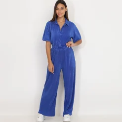 New La Modeuse Chemisier plissé effet satiné Bleu