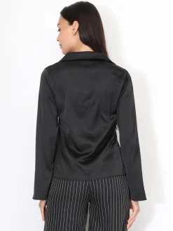 Sale La Modeuse Chemisier satiné à nouer Noir