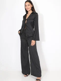 Sale La Modeuse Chemisier satiné à nouer Noir